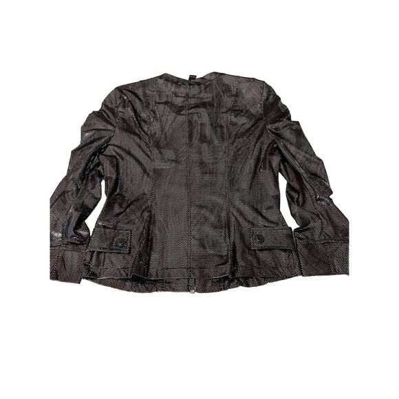 Clara Sun Woo Shiny Metallic Dot Dress Jacket Zip Up Size Medium - Picture 11 of 11